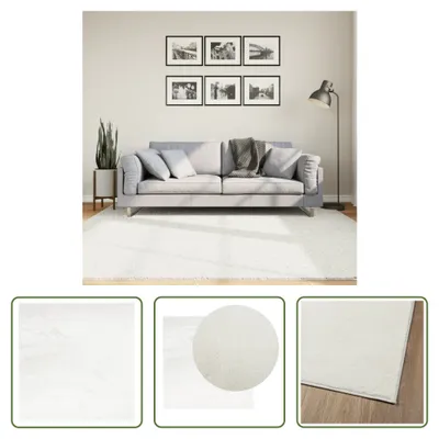 Image de The Living Store Teppich OVIEDO Kurzflor Creme 200x200 cm
