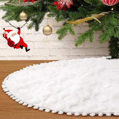 Image de Jupe blanche de luxe en Fourrure artificielle pour arbre de Noël 36 pouces en peluche