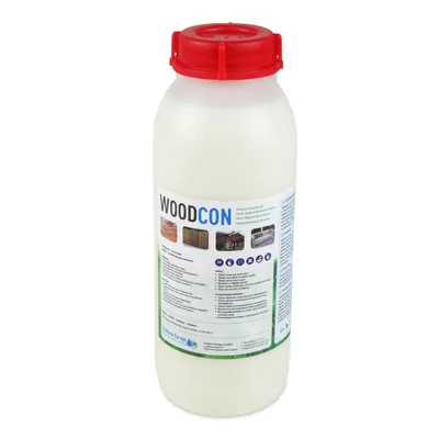 Zdjęcie produktu dla Impregnat do drewna Woodcon – trwała ochrona drewna i mebli przed wodą – bezbarwny środek do konserwacji drewna do zastosowań wewnątrz i na zewnątrz – 1 l – 8 m²