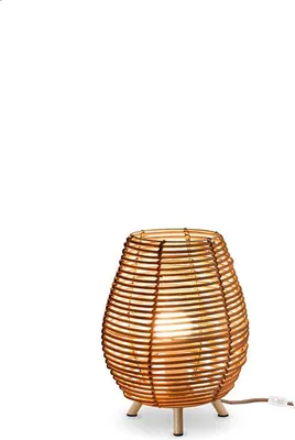 Produktbild von Tischlampe Rattan E27 32,5 cm Dreibein in Natur Modern Nachttischlampe Beistelllampe Tischleuchte