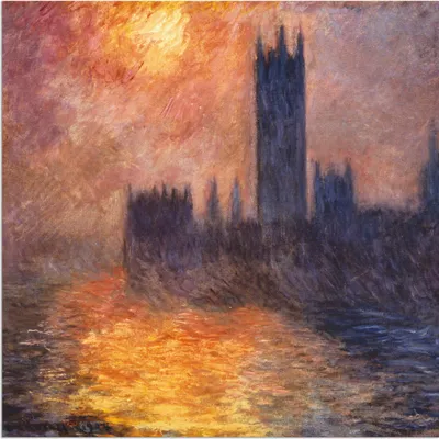 Produktbild von ARTland Wandbild Alu für Innen & Outdoor Parlament in London bei Sonnenuntergang Größe: 50x50 cm