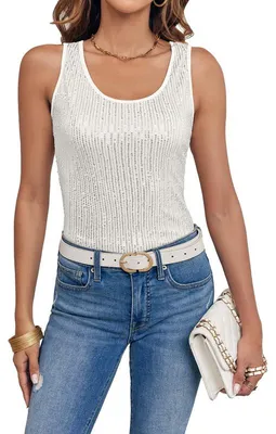 Produktbild von Imily Bela Damen-Tanktop mit Pailletten – Ärmellos, tiefer Rundhalsausschnitt, glitzerndes, y Party-Camisole
