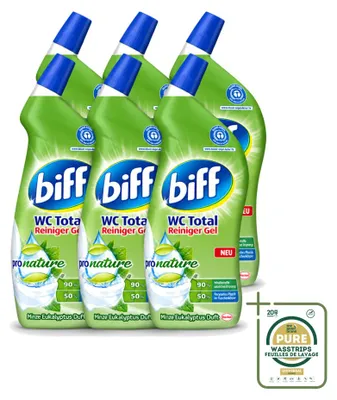 Produktbild von 6 x Biff WC Total Gel ProNature - Minze & Eukalyptus - 750 ml - Vorratspackung - 6 Stücke