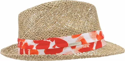 Seeberger Seegras Strohhut Trilby mit Blumengarnitur in beige
