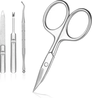 Produktbild von Unyqoos® 4‑teiliges Maniküre- & Pediküre-Set – Edelstahl Nagelknipser, V‑förmiger Nagelhautschneider, Nagelfeile, Nagelreiniger für Männer & Frauen