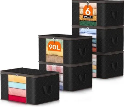 Produktbild von Große Kapazität Kleidungs Aufbewahrungsbeutel Organizer, 90L, Schwarz, Stabil