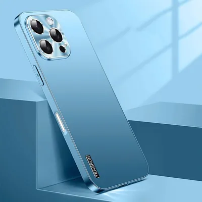 Produktbild von Für Apple iPhone 16 Pro Feinmattes Metall Design Optik Handy Hülle Case Tasche Hellblau