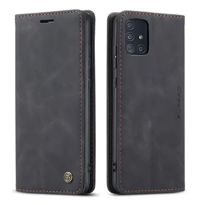 Produktbild von Galaxy A51 Hülle, Retro Kunstledertasche, Kartenfächer, Standfunktion Schutzhülle für Samsung Galaxy A51 Schwarz