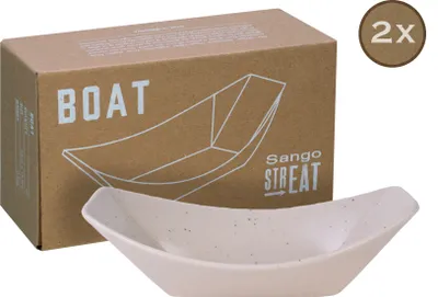 Produktbild von CreaTable, 33966, Street Food Creme, Schiffchen 2-tlg, Steinzeug