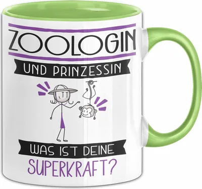 Produktbild von Zoologin Und Prinzessin Tasse Geschenk Für Eine Zoologin Geburtstag Was Ist Deine Superkraft (Grün)