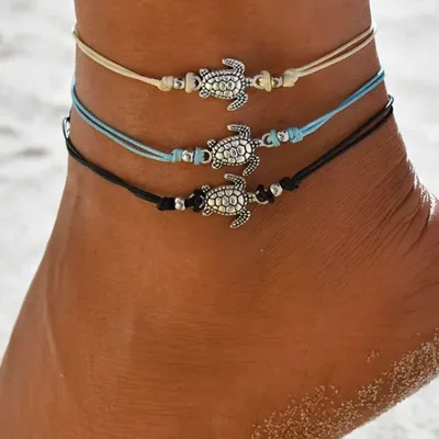 Zdjęcie produktu dla 2x Elegancka bransoletka boho, 3 sztuki z żółwiami, modna, J0554