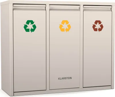 Produktbild von Klarstein Ordnungshüter 3 v 1 odpadkový kôš - 45L kuchynský odpadkový kôš so systémom separácie 3x15L, nehrdzavejúca oceľ, odolný voči zápachu, nástenný, piesková