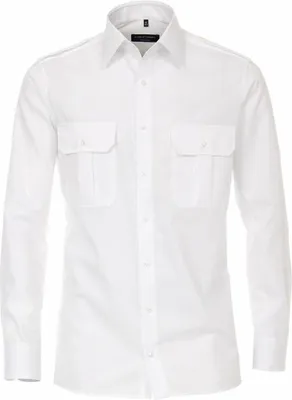 Produktbild von Casa Moda - Modern Fit - Herren Pilotenhemd mit extra langem Arm (72 cm) und Schulterklappe (006922), Größe:47, Farbe:Weiß (000)