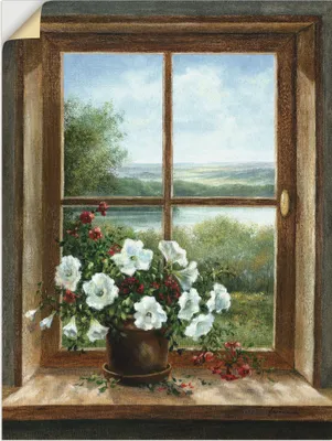 Produktbild von ARTland Wandbild, selbstklebend Blumen am Fenster Größe: 90x120 cm