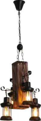 Immagine prodotto di Lampada a sospensione, stile vintage, design a 4 luci, regolabile, nero, nero