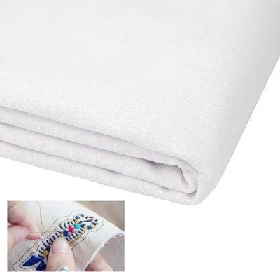 Zdjęcie produktu dla Biała bawełniana tkanina do haftowania i szycia, 50 x 70 cm, do rękodzieła i odzieży