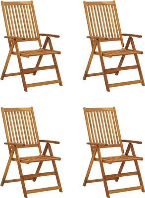 Image de vidaXL Chaise à haut dossier Réglable 4 pièces avec coussins Bois massif Acacia
