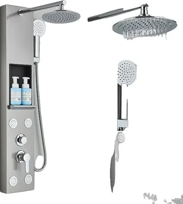 Zdjęcie produktu dla Panel prysznicowy, dysza do masażu spa, deszczownica, nikiel-F-7001