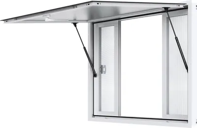 Immagine prodotto di Vetrina di concessione SucceBuy, 121,9 x 91,4 cm, lega di alluminio di alta qualità per il servizio di food truck, 4 finestre scorrevoli e porta a tenda