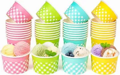 Imagen del producto de Vasos de papel de 200 ml, grandes, sin sabor, resistentes, ideales para helados y toppings