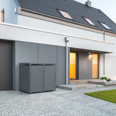Obrázek produktu pro ML-Design box na odpadky 2er pro 2 koše, 240 l, 132x80x116,3 cm, antracit, ocel, odolný proti povětrnostním vlivům/zamykatelný