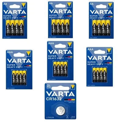 Image de Batteries VARTA SHD Zink-C : lot comprenant 4 piles AAA, 4 piles AA et 1 pile CR1632 3V au lithium