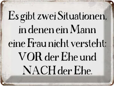Produktbild von vianmo Blechschild 30x40 cm Mann Frau vor nach der Ehe Spruch Zitat