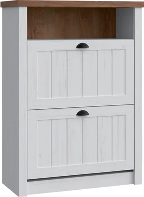 Produktbild von Furniture24 Schuschrank Prowansja SNB Schukipper Schukommode 2 türiger Kiefer Weiß/lefkas Eiche