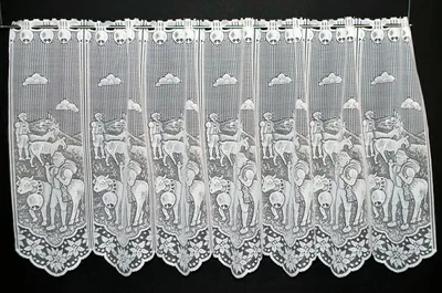 Produktbild von Gardinen Kranzusch Scheibengardine Kühe u. Alphirte 60x57 cm H/B Weiß Bistrogardine Vorhang Küche 1er Pack