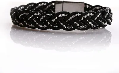 Produktbild von Damen Leder Armband Mit Kugel Kette Aus Edelstahl SB8742-/19cm