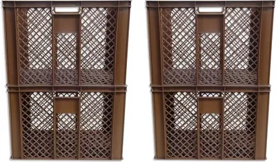 Produktbild von 4x Bäckerkiste Brötchenbox Brotbehälter Konditorenbox Stapelbox Gitterbox EURO-Norm 41cm braun
