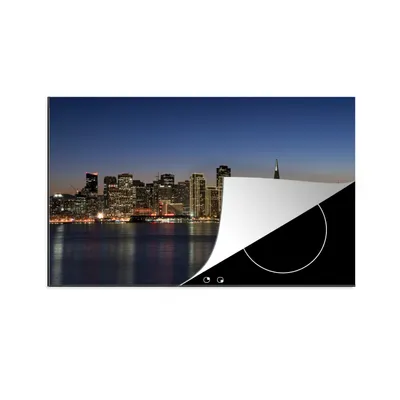 Produktbild von KitchenYeah© Herdabdeckplatte San Francisco - Skyline - Nacht , 81x52cm, Küche Deko, Glaskeramikkochfeld Herdabdeckung, Abdeckplatte fùr Kochfeld