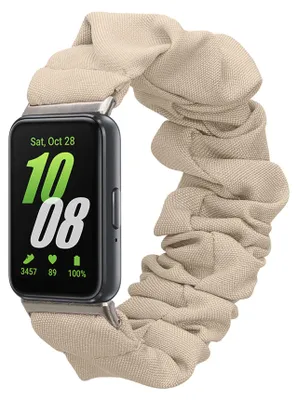 Produktbild von kwmobile Ersatz Armband kompatibel mit Samsung Galaxy Fit 3 - Smartwatch Scrunchie Haargummi Design Creme - Innenmaße 14 - 19 cm
