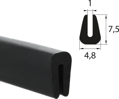 Produktbild von V57 Fassungsprofil Fassungsbereich 1 mm Kantenschutz EPDM Gummiprofil Gummidichtung