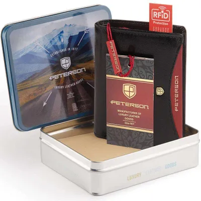 Obrázek produktu pro Peterson pánská peněženka z přírodní kůže černá RFID 12,5x10 cm