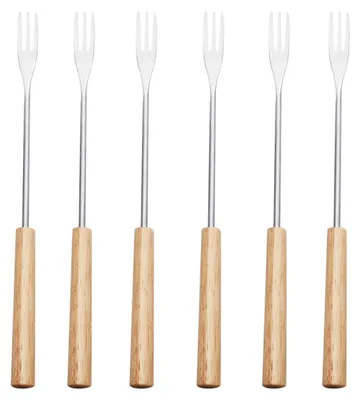Image de TRANKIELO® - Ensemble de 6 fourchettes en acier inoxydable pour fondue - Poignées résistantes à la chaleur - Idéal pour la fondue, le chocolat et les marshmallows