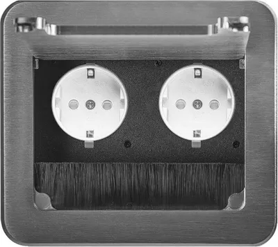 Produktbild von Einbausteckdose Tischsteckdose Bodensteckdose Fußbodensteckdose Wand Steckdose 2er Silber