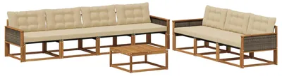 Produktbild von vidaXL Outdoor-Sofagarnitur mit Kissen 8 pcs Natur und Beige