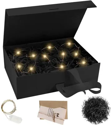 Zdjęcie produktu dla ONF3 - Pudełko prezentowe z pokrywką - Składane pudełko na prezenty ślubne - Lampki LED - 23 x 17 x 7 cm - Pudełko na prezenty urodzinowe - Nadaje się na Boże Narodzenie