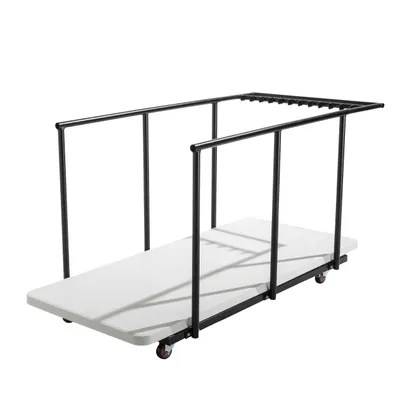 Produktbild von 18 einteilige Klapptische von 180 cm und Transportwagen Weiß - Oviala REKKEM