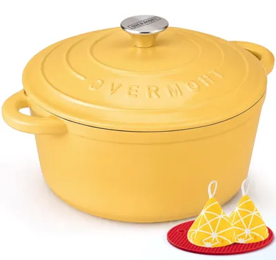 Produktbild von Overmont Bräter Emaille Gusseisen Topf - Schmortopf 26cm backofengeeignet - mit