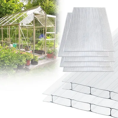 Produktbild von Faziango 5x Doppelstegplatten 8mm Zuschneidbar 121x60,5cm Polycarbonat 3,66m² UV-beständig Klar Hohlkammerplatten Gewächshaus Platten Stegplatten