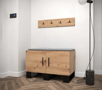Obrázok produktu pre Predsieňová zostava RUMIE 21 - dub artisan, šedé panely