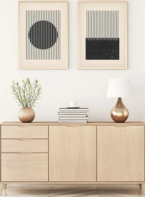 Produktbild von Wallity, Dekoratives gerahmtes MDF-Gemälde (2 Stück), 35 x 50 cm | 100% MDF (3 mm), Rahmen: 100% MASSIVHOLZ (2,5 cm) | Stilvolle Wanddekoration für jedes Zuhause.