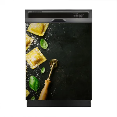 Produktbild von Magnete Dekorative 60x70 cm Küche Magnetmatte Spülmaschine - Ravioli Mehl und Basilikum