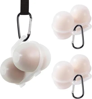 Produktbild von Famanu Eierhalter für 2 Eier - Set mit 3 Eierboxen - Tragbare Eierdose mit Karabinerhaken - Kunststoff - Transparent