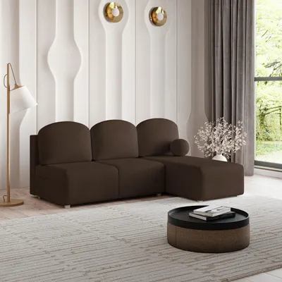 Produktbild von Masseno Ecksofa TRAMA mit Schlaffunktion L-Form, Sofa mit Bettkasten, Wohnzimmersofa, Couch, Soffa, Bettsofa, Couchgarnitur- Braun, NEVE 28