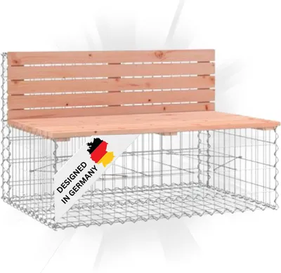 Produktbild von DELUKE® Gartenbank Gabionen INO aus Stahl | 103x70x65cm Massivholz Douglasie | Gabionenbank Gartenbank mit Sitzfläche aus Gabionen Steinkorb Gabionengitter Ziergabione Drahtkorb befüllbar