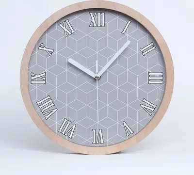 Produktbild von Holzuhr 20fi cm wanduhr - weiße Spitzen - geometrischer Hintergrund