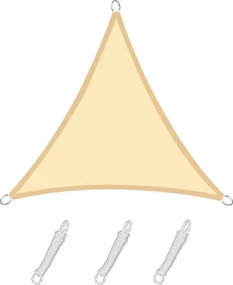 Produktbild von Famanu Sonnensegel Dreieckig 5 x 5 x 7 m - Sand, Wasserfest, 95% UV-Schutz